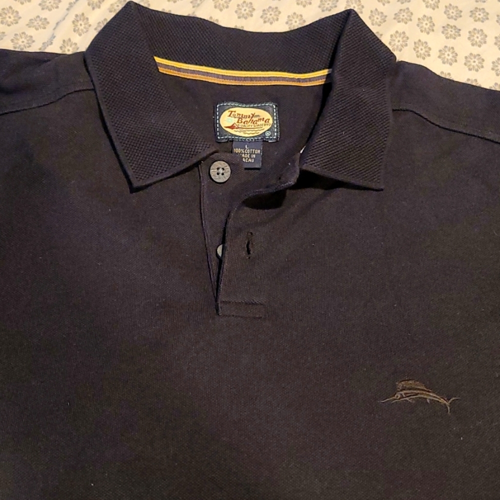 Men's Tommy Bahama relax fit 100% cotton size large black polo